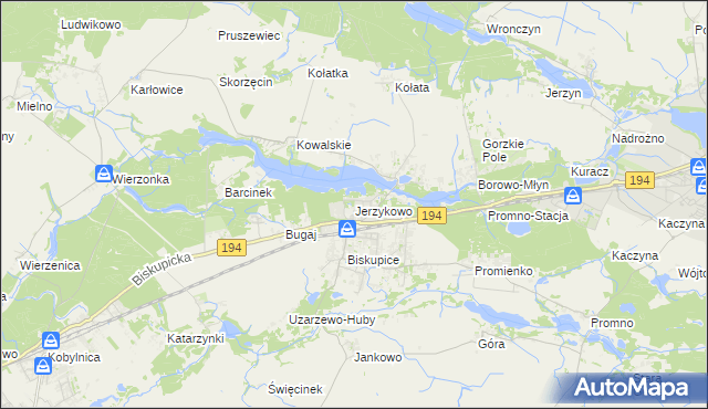 mapa Jerzykowo gmina Pobiedziska, Jerzykowo gmina Pobiedziska na mapie Targeo