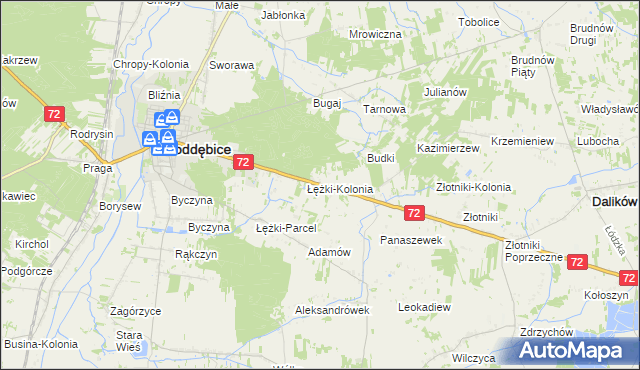 mapa Józefka gmina Poddębice, Józefka gmina Poddębice na mapie Targeo