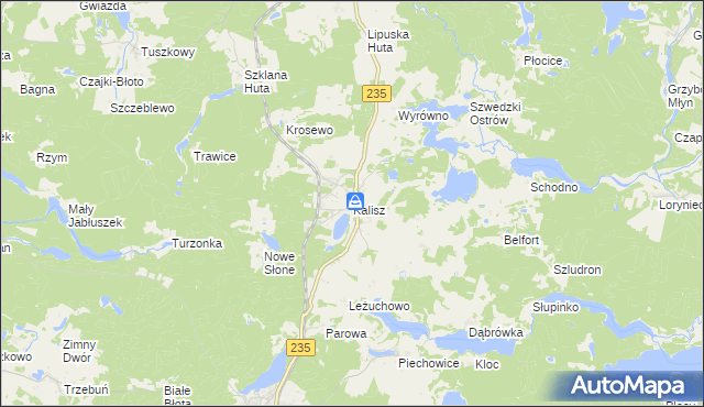 mapa Kalisz gmina Dziemiany, Kalisz gmina Dziemiany na mapie Targeo