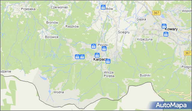 mapa Karpacz, Karpacz na mapie Targeo