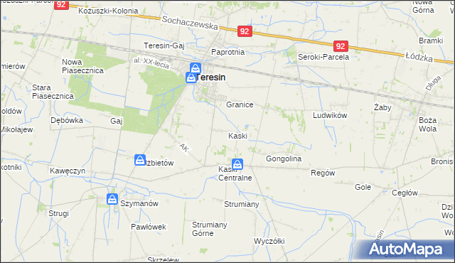 mapa Kaski gmina Baranów, Kaski gmina Baranów na mapie Targeo