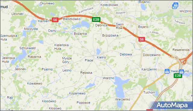 mapa Kielno gmina Szemud, Kielno gmina Szemud na mapie Targeo