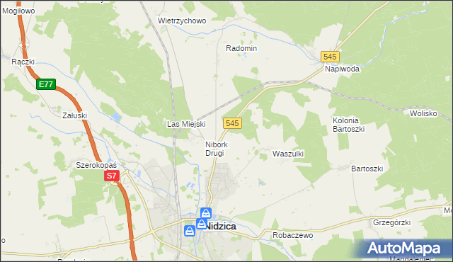 mapa Kolonia Waszulki, Kolonia Waszulki na mapie Targeo