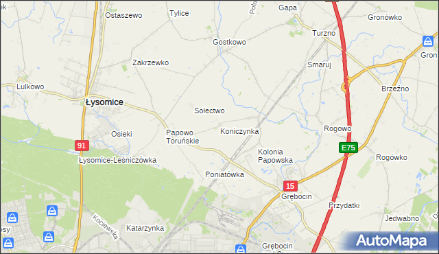 mapa Koniczynka, Koniczynka na mapie Targeo