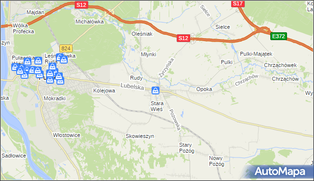 mapa Końskowola, Końskowola na mapie Targeo