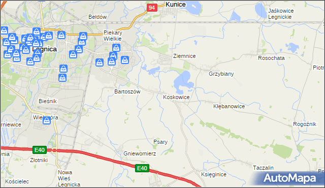 mapa Koskowice, Koskowice na mapie Targeo