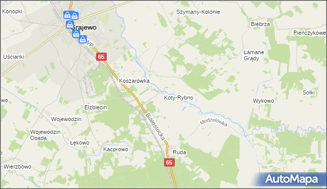 mapa Koty-Rybno, Koty-Rybno na mapie Targeo