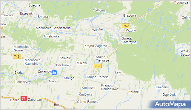 mapa Krajno Pierwsze, Krajno Pierwsze na mapie Targeo