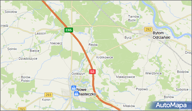 mapa Królikowice gmina Bytom Odrzański, Królikowice gmina Bytom Odrzański na mapie Targeo