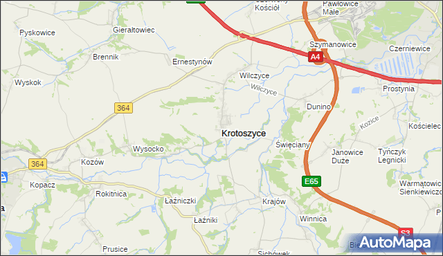 mapa Krotoszyce, Krotoszyce na mapie Targeo