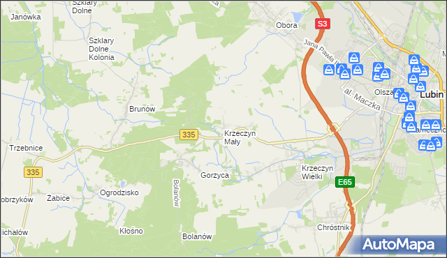 mapa Krzeczyn Mały, Krzeczyn Mały na mapie Targeo