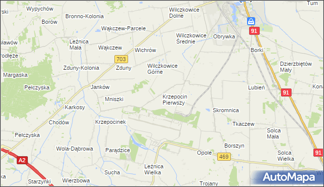 mapa Krzepocin Pierwszy, Krzepocin Pierwszy na mapie Targeo