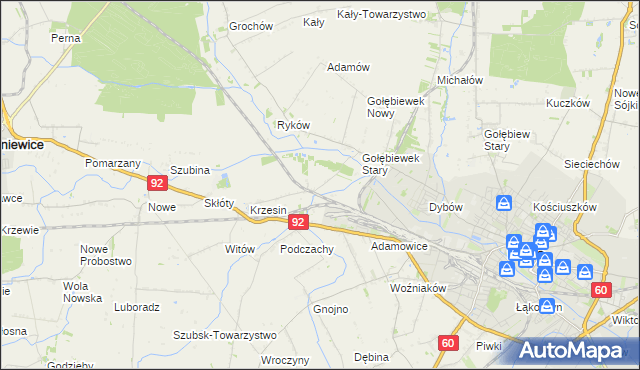 mapa Krzesinówek, Krzesinówek na mapie Targeo