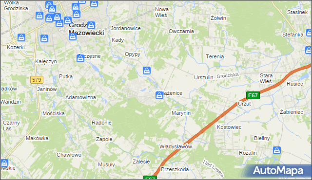 mapa Książenice gmina Grodzisk Mazowiecki, Książenice gmina Grodzisk Mazowiecki na mapie Targeo