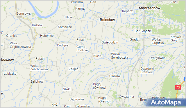 mapa Kuzie gmina Bolesław, Kuzie gmina Bolesław na mapie Targeo