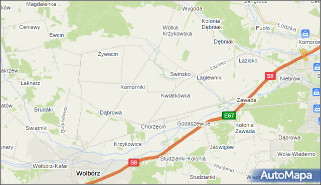 mapa Kwiatkówka, Kwiatkówka na mapie Targeo