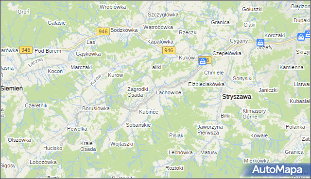 mapa Lachowice, Lachowice na mapie Targeo