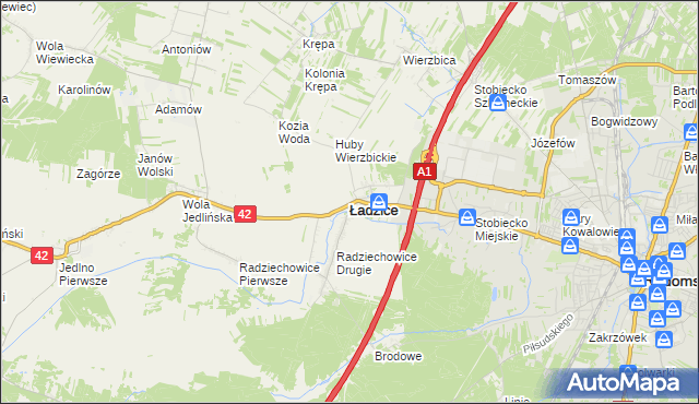 mapa Ładzice, Ładzice na mapie Targeo