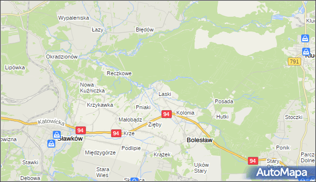 mapa Laski gmina Bolesław, Laski gmina Bolesław na mapie Targeo