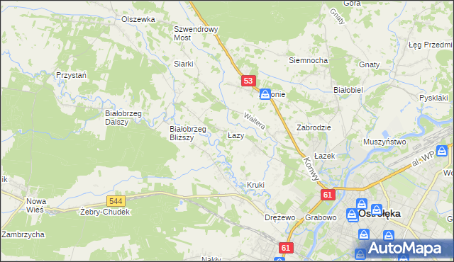 mapa Łazy gmina Olszewo-Borki, Łazy gmina Olszewo-Borki na mapie Targeo