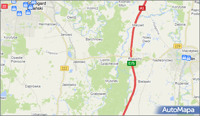 mapa Lipinki Szlacheckie, Lipinki Szlacheckie na mapie Targeo