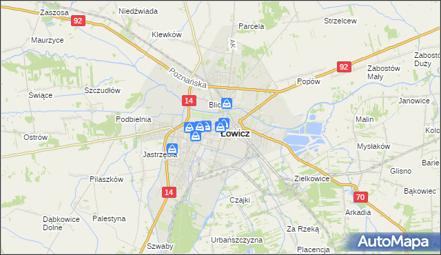 mapa Łowicza, Łowicz na mapie Targeo