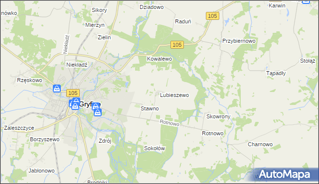 mapa Lubieszewo gmina Gryfice, Lubieszewo gmina Gryfice na mapie Targeo