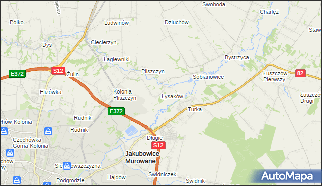mapa Łysaków gmina Wólka, Łysaków gmina Wólka na mapie Targeo