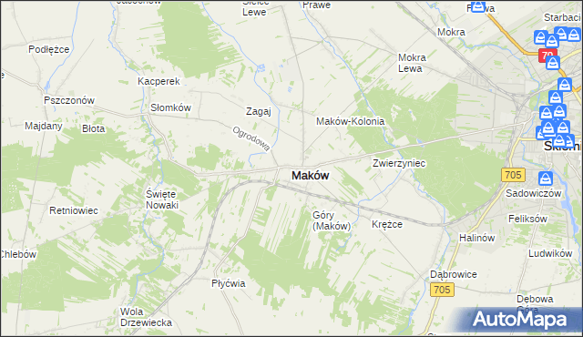 mapa Maków powiat skierniewicki, Maków powiat skierniewicki na mapie Targeo