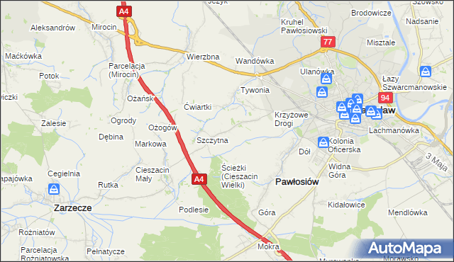 mapa Maleniska gmina Pawłosiów, Maleniska gmina Pawłosiów na mapie Targeo