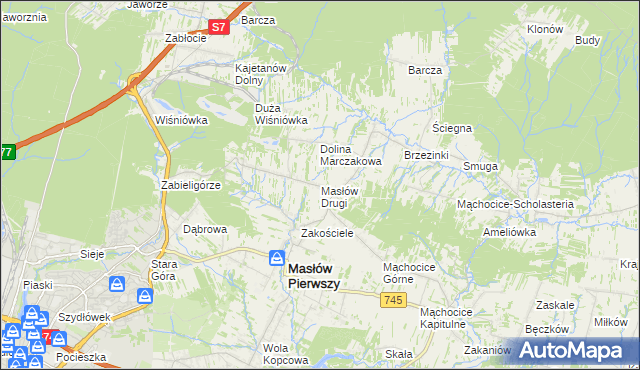 mapa Masłów Drugi, Masłów Drugi na mapie Targeo