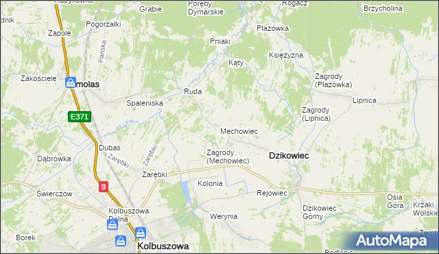 mapa Mechowiec, Mechowiec na mapie Targeo