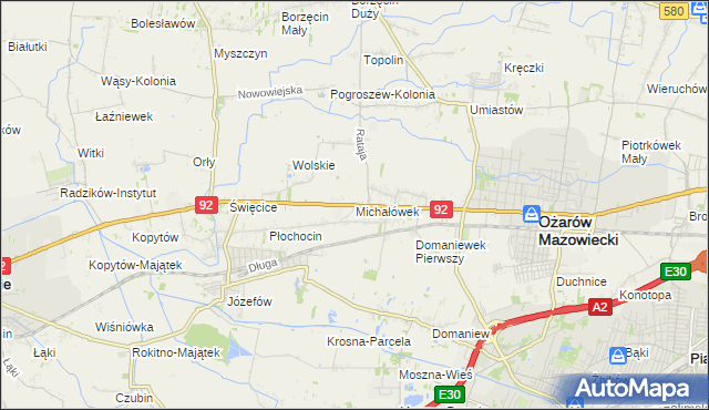 mapa Michałówek gmina Ożarów Mazowiecki, Michałówek gmina Ożarów Mazowiecki na mapie Targeo