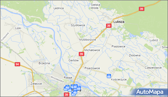 mapa Michałowice gmina Lubsza, Michałowice gmina Lubsza na mapie Targeo