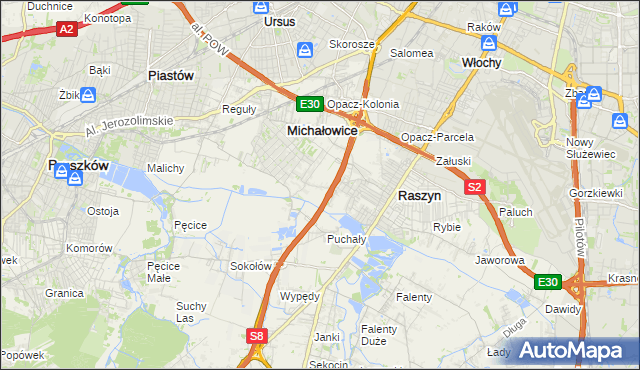 mapa Michałowice-Wieś, Michałowice-Wieś na mapie Targeo