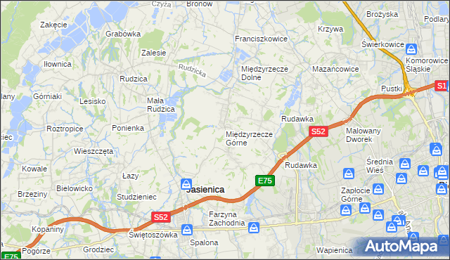 mapa Międzyrzecze Górne, Międzyrzecze Górne na mapie Targeo