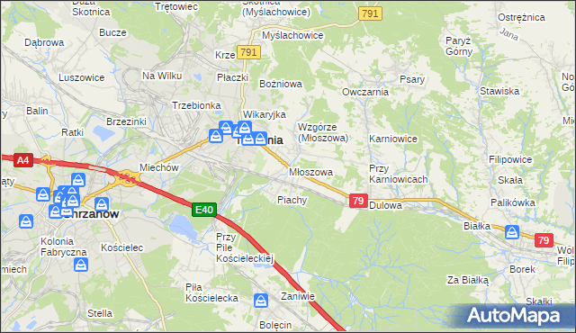 mapa Młoszowa, Młoszowa na mapie Targeo