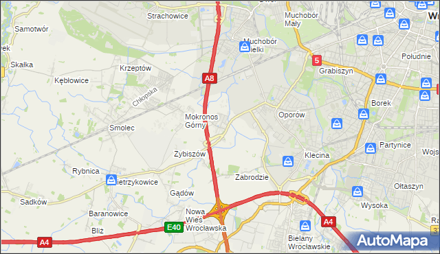 mapa Mokronos Dolny, Mokronos Dolny na mapie Targeo