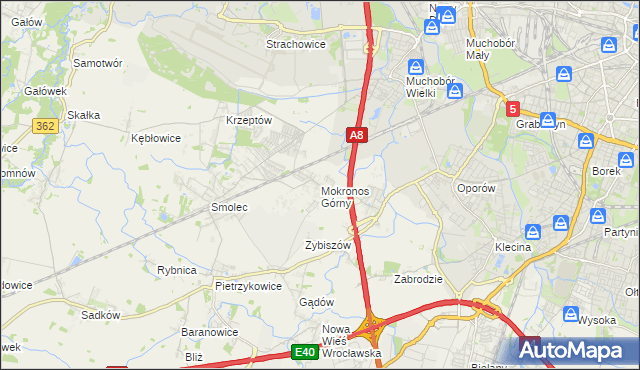 mapa Mokronos Górny, Mokronos Górny na mapie Targeo