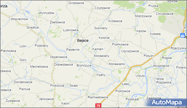 mapa Morawiany, Morawiany na mapie Targeo