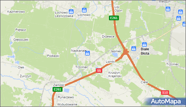 mapa Murowaniec gmina Białe Błota, Murowaniec gmina Białe Błota na mapie Targeo