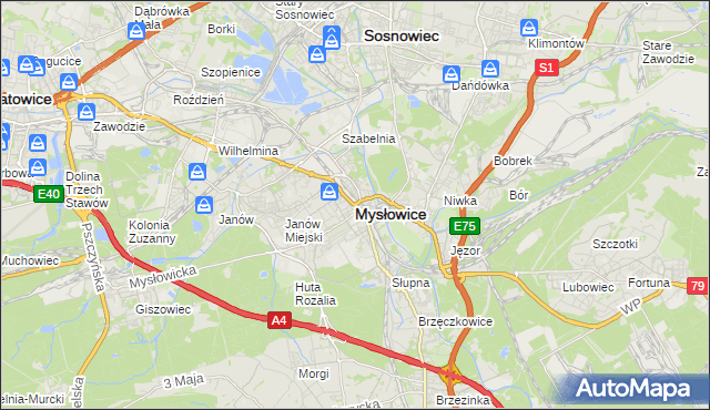 mapa Mysłowice, Mysłowice na mapie Targeo