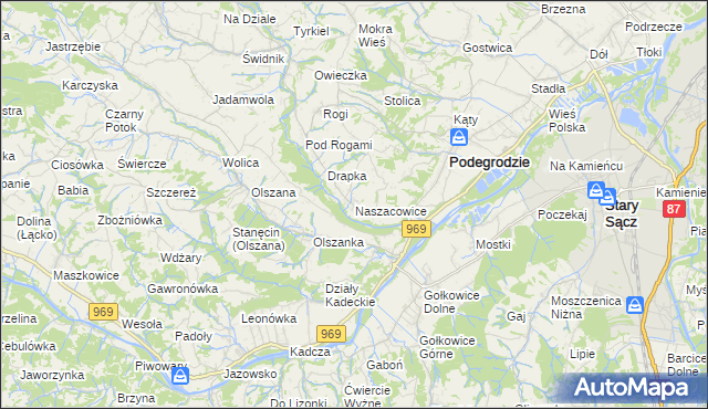 mapa Naszacowice, Naszacowice na mapie Targeo