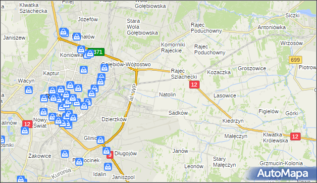 mapa Natolin gmina Jedlnia-Letnisko, Natolin gmina Jedlnia-Letnisko na mapie Targeo