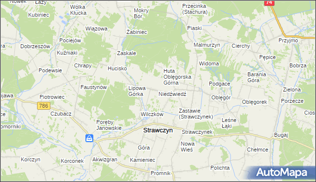 mapa Niedźwiedź gmina Strawczyn, Niedźwiedź gmina Strawczyn na mapie Targeo