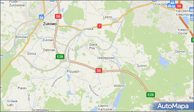 mapa Niestępowo, Niestępowo na mapie Targeo