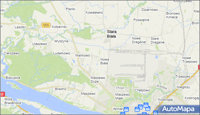 mapa Nowa Biała gmina Stara Biała, Nowa Biała gmina Stara Biała na mapie Targeo