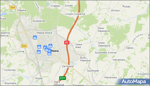 mapa Nowa Wieś gmina Szydłowo, Nowa Wieś gmina Szydłowo na mapie Targeo