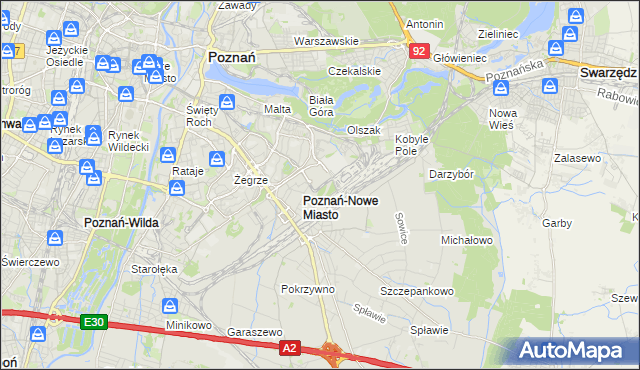 mapa Nowe Miasto gmina Poznań, Nowe Miasto gmina Poznań na mapie Targeo