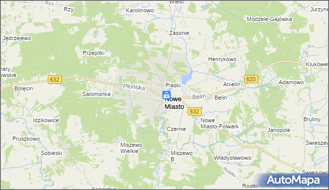 mapa Nowe Miasto powiat płoński, Nowe Miasto powiat płoński na mapie Targeo